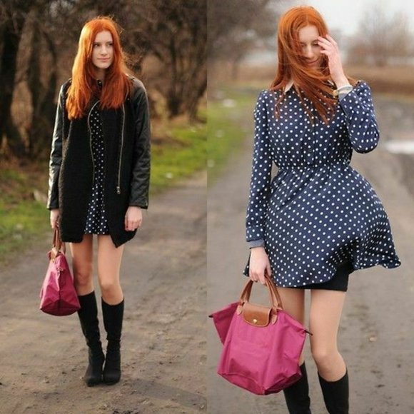 ❤️ NWT LONGCHAMP Le Pliage Type M Medium Short Handle Tote NAVY Blue Authentic - Picture 14 of 15